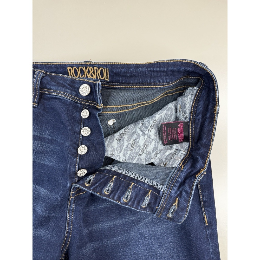Rock & Roll Denim Womens High Rise Skinny Jean 31 Dark Wash Stretch Rodeo Punchy - Picture 6 of 13
